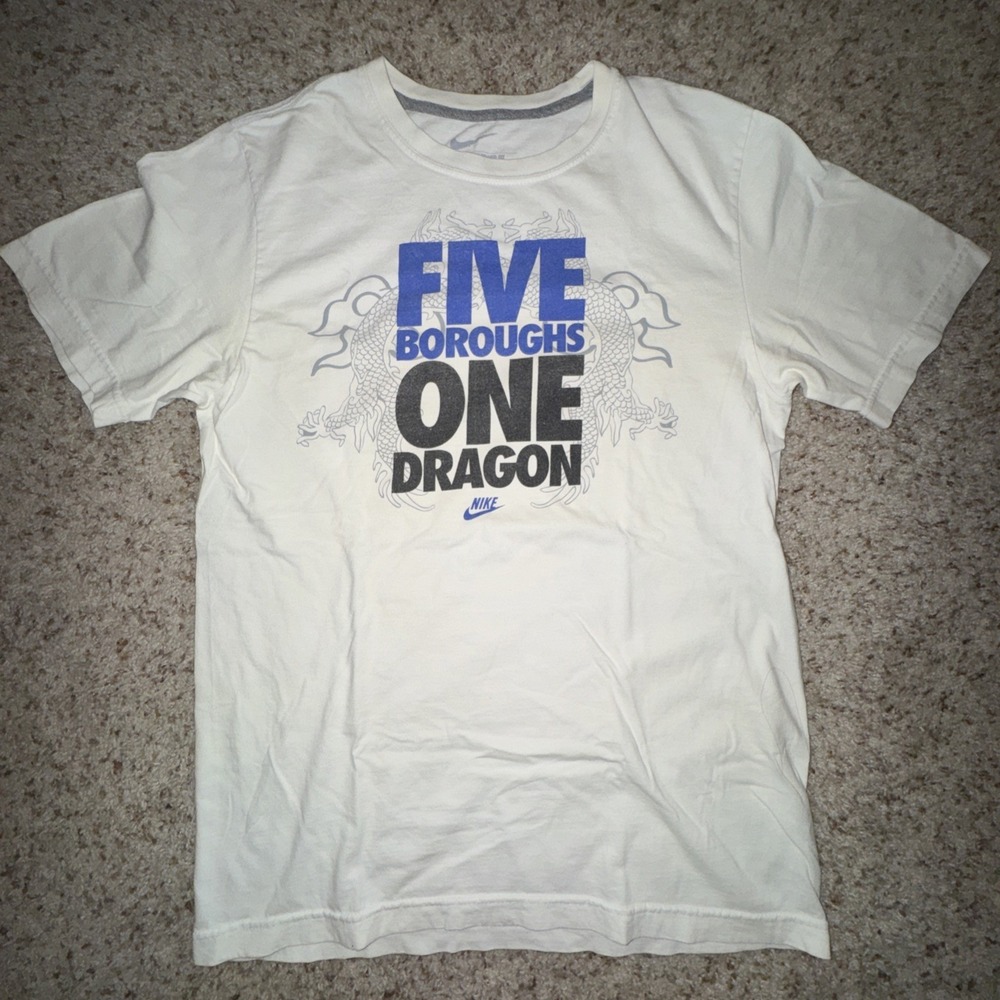 RARE Nike Jeremy Lin "Five Boroughs, One Dragon" White T-shirt Small